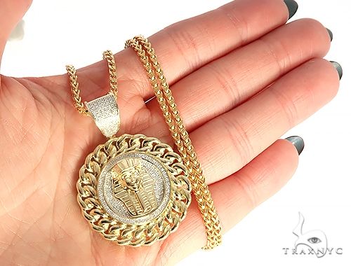 8256-diamond-pharaoh-king-tut-pendant-franco-link-chain-set-65137-5.jpg Diamond Pharaoh King Tut Pendant Franco Link Chain Set 65137