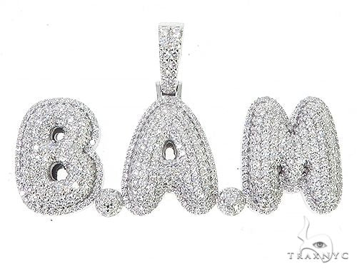 Special Custom White Gold Iced Out Diamond BAM Name Pendant 65249