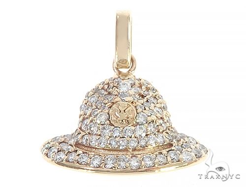 14K Yellow Gold Custom Made Hat Pendant 65286