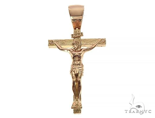 18K Gold Crucifix Jesus Cross Pendant 65742