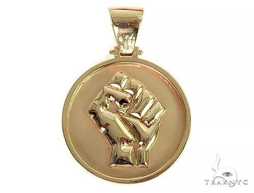 Custom Made Solid Gold People Power BLM Pendant 66308