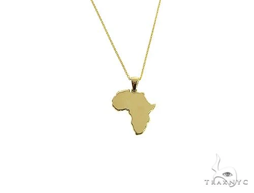 10K Gold Small African Ladies Pendant Set 66334