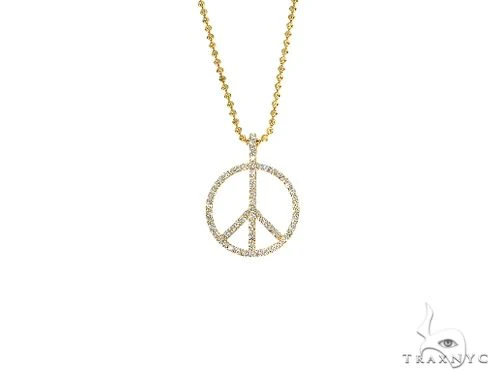 14k Gold Peace and Love Small Pendant Set 66337