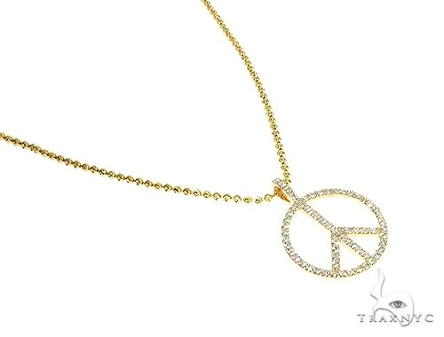 14k Gold Peace and Love Small Pendant Set 66337