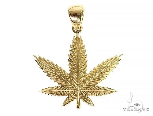 14K Gold Weed Pendant 66342