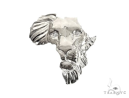 .925 Silver  Small African Lion Face Pendant 66467
