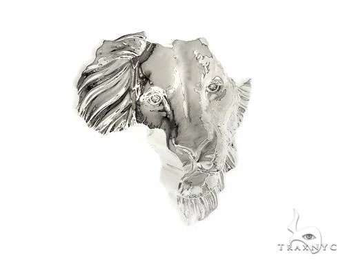 .925 Silver  Small African Lion Face Pendant 66467