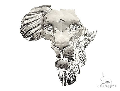 .925 Silver Medium African Lion Face Pendant 66467 66468