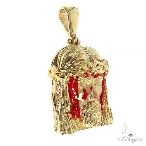 14K Gold Blood Dripping Jesus Face  Pendant 66482