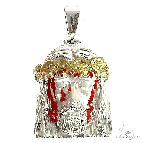 .925 Silver Blood Dripping Jesus Face Pendant 66483