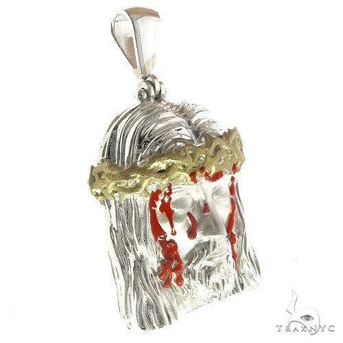 .925 Silver Blood Dripping Jesus Face Pendant 66483