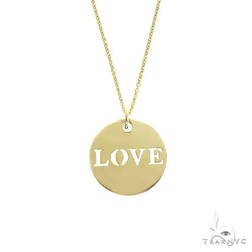 14K Gold Round Love Pendant 66678