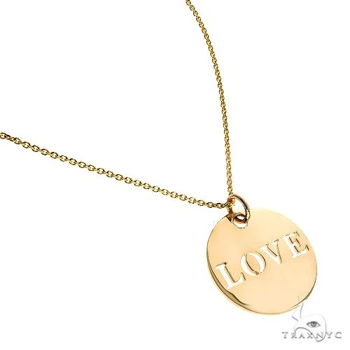 14K Gold Round Love Pendant 66678