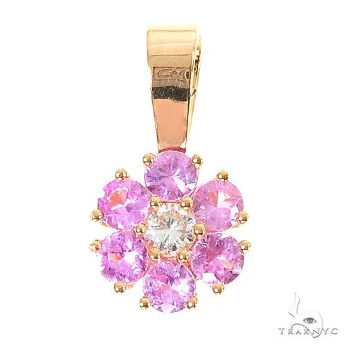 Pink Sapphire Diamond Flower Pendant 66809