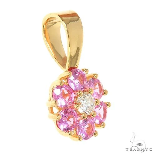 Pink Sapphire Diamond Flower Pendant 66809