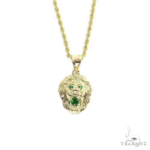 TraxNYC Emerald Lion Pendant and Rope in Set 66830