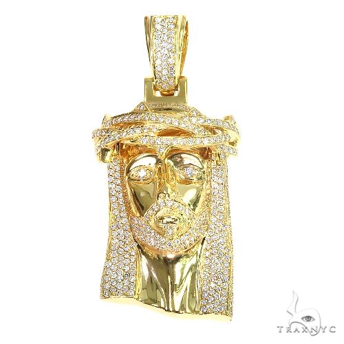 14K Gold Diamond Jesus Pendant 66878