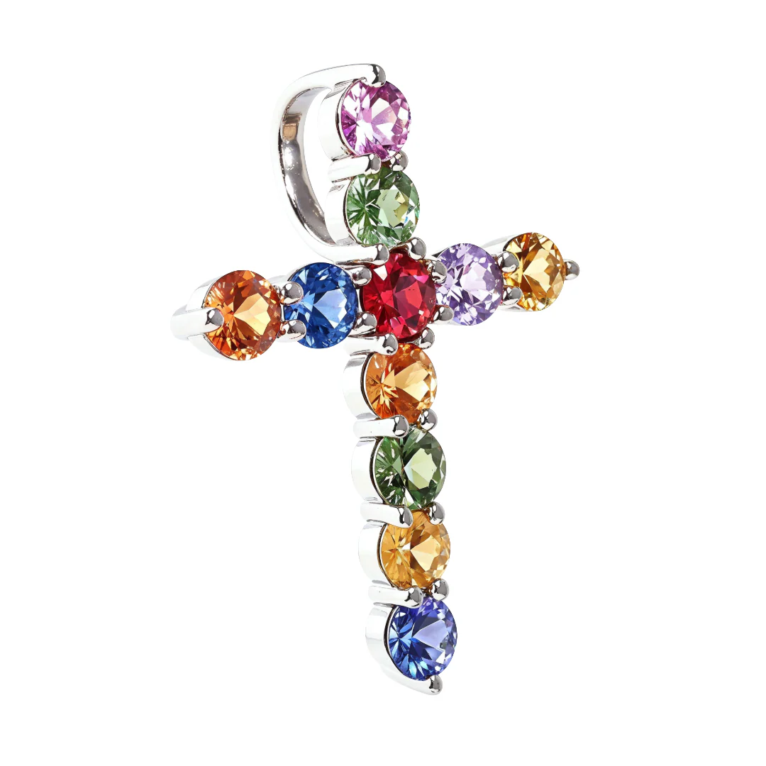 Fruit Loop Sapphire Cross Pendant 66990