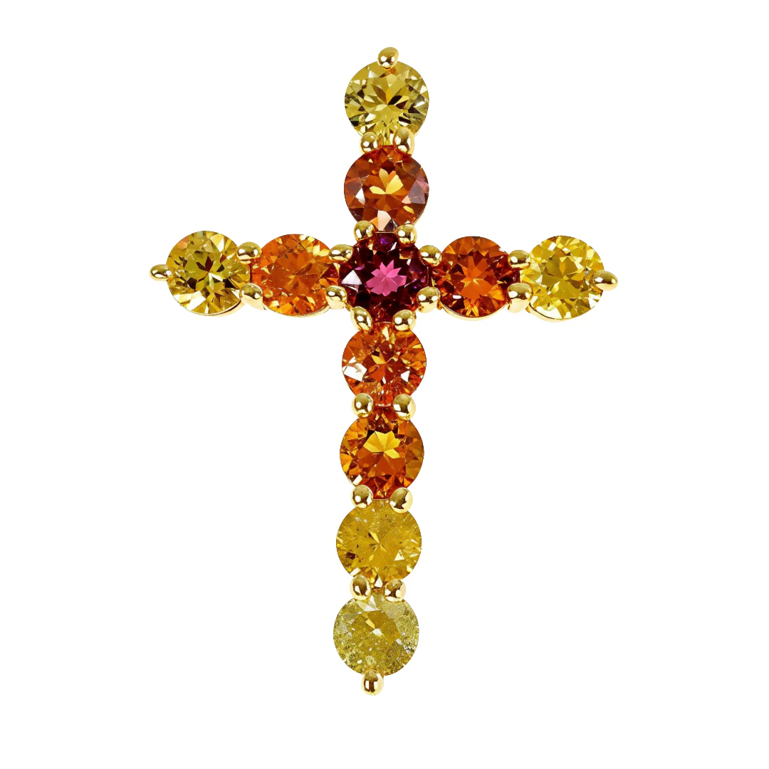 Fire Sapphire Cross Pendant 67005