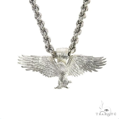 TraxNYC Silver Eagle Pendant Rope Chain Set 67200