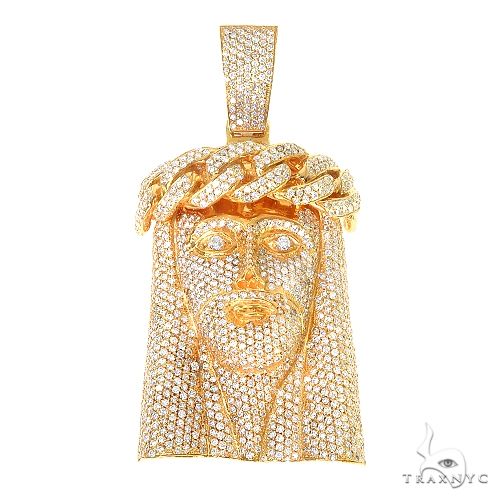 14K Gold Diamond Jesus Pendant 67272