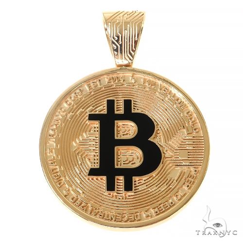 14K Gold TraxNYC Spinning Bitcoin Pendant 67366