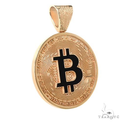14K Gold TraxNYC Spinning Bitcoin Pendant 67366