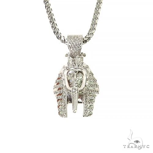 .925 Silver Diamond King Tut Pendant Set With Franco Chain 67422