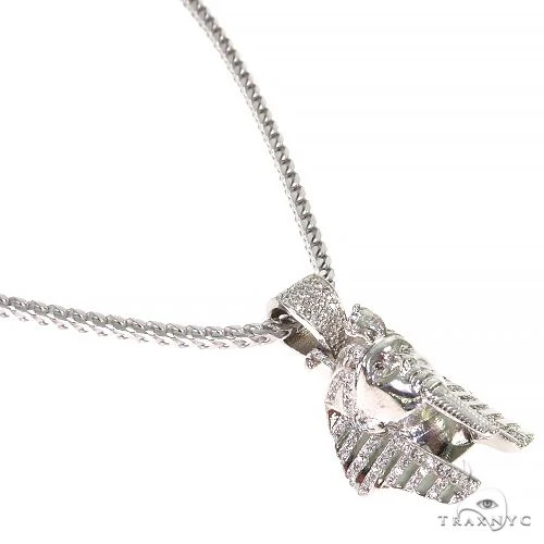 .925 Silver Diamond King Tut Pendant Set With Franco Chain 67422