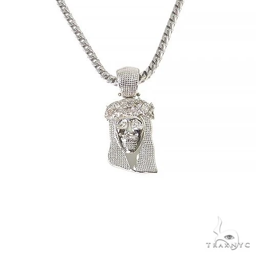 .925 Silver Diamond Jesus Pendant With Franco Set 67423