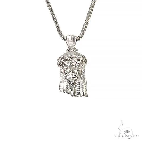 .925 Silver Diamond Jesus Pendant With Franco Chain Set 67424