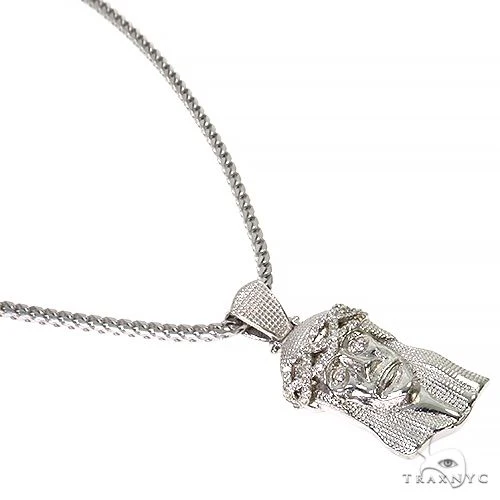 .925 Silver Diamond Jesus Pendant With Franco Chain Set 67424
