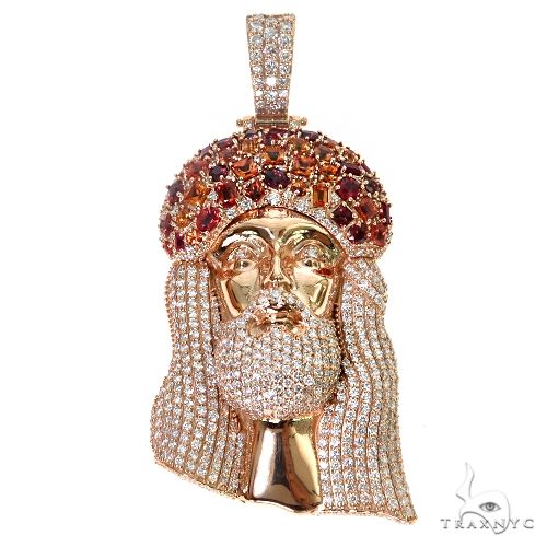 Kindle Fire Jesus Sapphire Crown Diamond Pendant 67463
