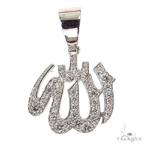 Platinum Diamond Allah Islam Religious Charm Pendant 67551