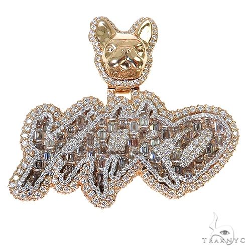 Custom Made Emerald Diamond Bulldog Ball Diamond Name Pendant 67572