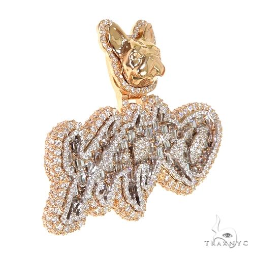 Custom Made Emerald Diamond Bulldog Ball Diamond Name Pendant 67572