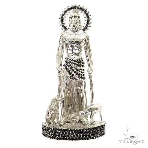 Medium .925 Silver St. Lazarus Black Diamond Pendant 67598