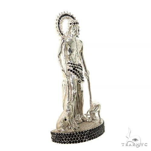 Medium .925 Silver St. Lazarus Black Diamond Pendant 67598