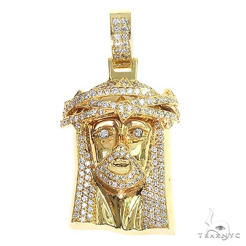 18K Gold Diamond Jesus Pendant 67720