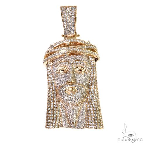 Large 14K Gold Diamond Jesus Pendant 67727