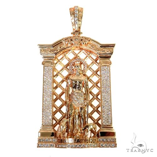14K Gold St. Lazarus Diamond Frame Pendant 67748