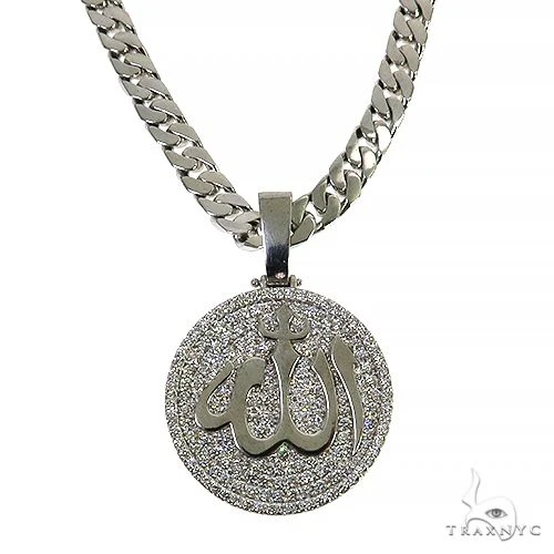 Platinum Diamond Allah Pendant Set 67971