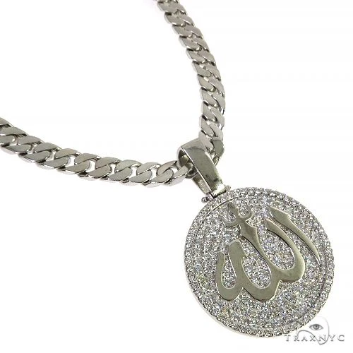 Platinum Diamond Allah Pendant Set 67971
