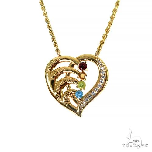 Birthstone Engravable Heart Pendant Necklace 68023