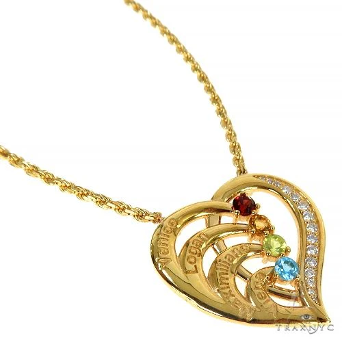 Birthstone Engravable Heart Pendant Necklace 68023