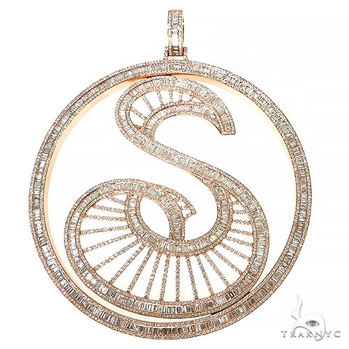 Custom Made Baguette Diamond  Initial 'S' Pendant 68044