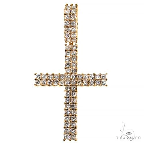 2 Row Princess Cut Diamond Cross Pendant 68531