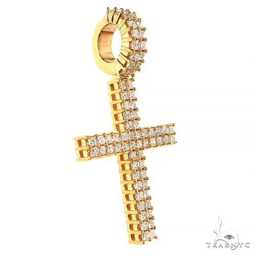 2 Row Princess Cut Diamond Cross Pendant 68531