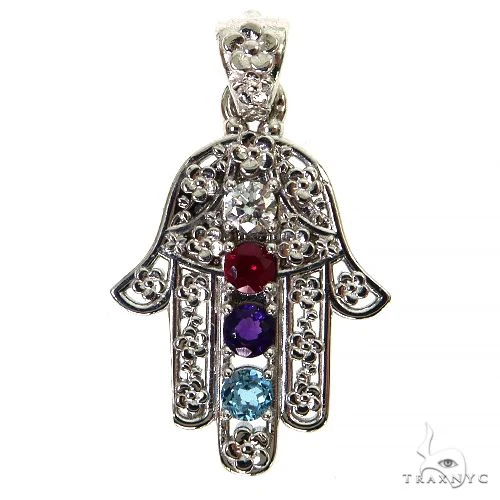 Platinum Hamsa Birthstone Pendant 68385