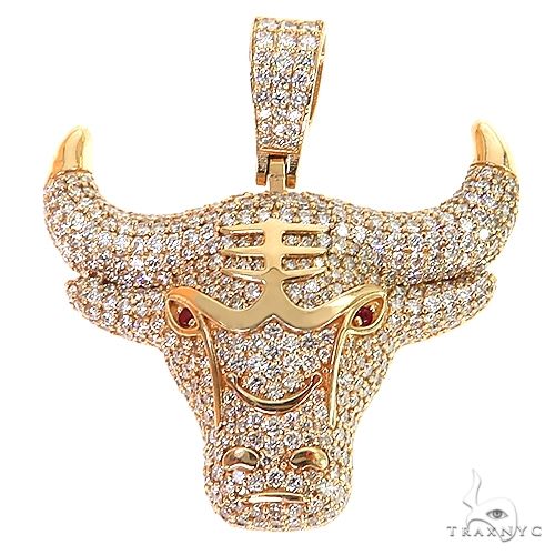 Custom Made Diamond Bull Pendant 68668
